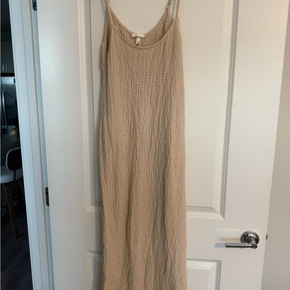 H&M Tan Sleeveless Maxi Dress Spaghetti Strap Resort Wear